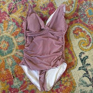 NIP TUCK Swim Maroon & White Striped Swimwear SIZE 10